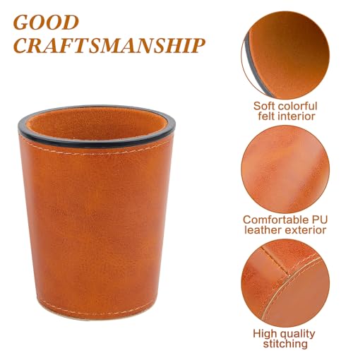 Felt-Lined PU Leather Dice Cup Set, 6 Quiet Dice Shaker Cups with 36 Dices for Bar Party Yahtzee Farkle Games, Brown - color: Brown#dice Cup Set