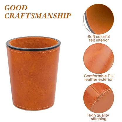 Felt-Lined PU Leather Dice Cup Set, 6 Quiet Dice Shaker Cups with 36 Dices for Bar Party Yahtzee Farkle Games, Brown - color: Brown#dice Cup Set
