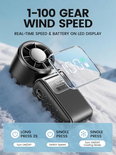 Portable Mini Handheld Fan, Small Hand Fan with Ice Cooler, 100 Speeds, 11Hrs Cooling Time, 20000 RPM Turbo Hand Held Fan for Travel, Outdoor, Beach & Makeup Black - color: Black