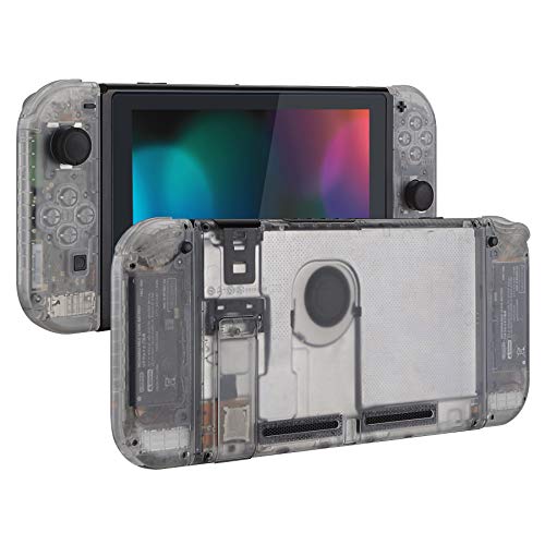 eXtremeRate DIY Replacement Shell Buttons for Nintendo Switch, Back Plate for Switch Console, Housing with Full Set Buttons for Joycon Handheld Controller - Transparent Clear [No Electronics Parts] - color: Clear