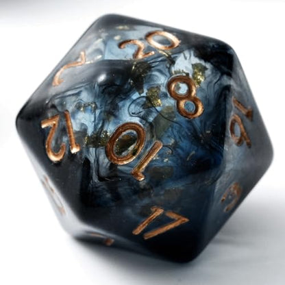 Midnight Abyss Resin Dice Set for DND – 7pc Polyhedral Set with Gold Foil – Stunning and Cool RPG Dice for Dungeons & Dragons, and Other TTRPGs – Unique Natural Distribution - color: Midnight Abyss