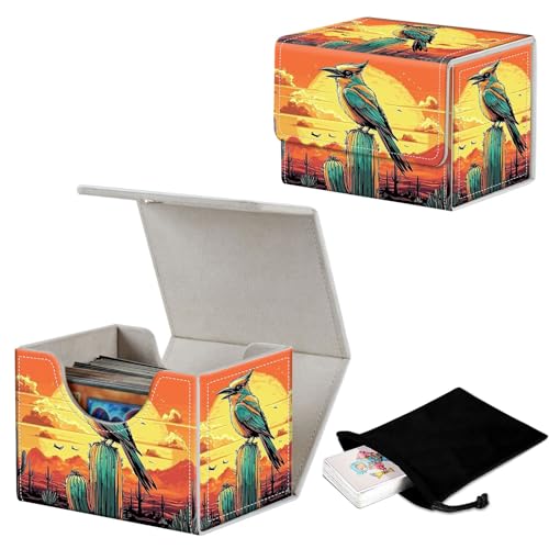 Stylish MTG Deck Box for 110+ Cards, Magnetic Commander Deck Case with Bonus Game Card Pouch, Durable Storage for TCG and Sleeved Magic Cards, Artistic Bird - color: Artistic Bird