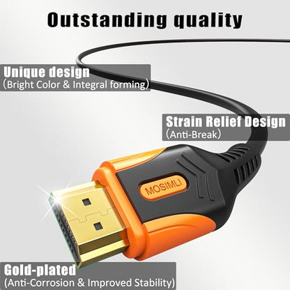 4K HDMI 2.0 Cable, 15FT, 5-Pack, 18Gbps, CL3 | In-Wall CL3 Rated for Projector and Conference, 4K@60Hz, 2K@240Hz, HDR10, ARC, Dolby, HDCP 2.2 - size: 15FT