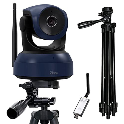 Gsou Wireless Webcam,1080P HD Video Calling and Streaming Camera,Plug and Play,Adjustable Field of Angle Computer Camera for PC/Mac/Laptop/MacBook,Works with Zoom,Meets,Skype,Teams(with Tripod Stand) - color: Wireless Camera