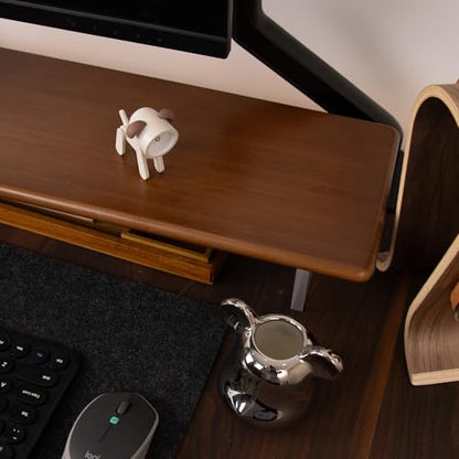 Bamboo Monitor Stand Riser, Brown Desk Shelf with Acrylic Legs | 31.5-Inch Wide, 3.3-Inch Clearance, Fits Monitor, Laptop, Printer and Speakers for Small Desks - color: Brown