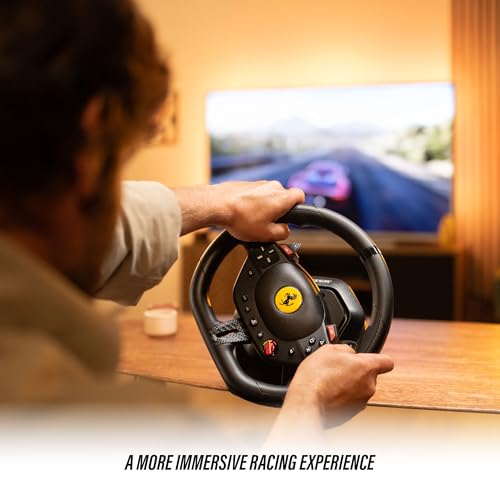 Thrustmaster T98 P Ferrari Licensed Racing Wheel & Pedal Set - PS5 & PC | 240-degree rotation, bungee-cord resistance, paddle shifters, 3 driving modes, Hall-Effect sensors, tool-free desk clamp - style: Playstation 5/4 | PC