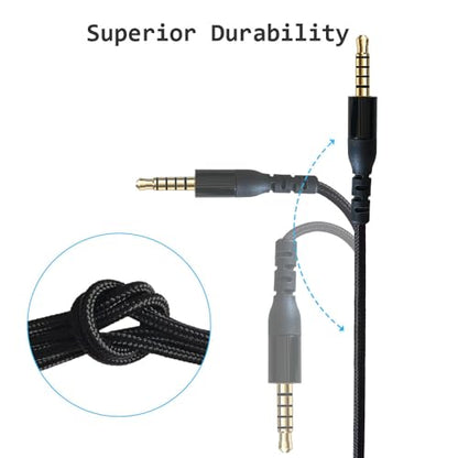Nylon Braided Audio Cable Cord for Arctis Nova 7 / Pro Headset | Black, Nylon Braided 3.5mm 5 pole to 4 pole Cord Compatible with SteelSeries Arctis Nova 7 / Pro Gaming Headset
