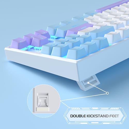 MageGee 75% Mechanical Gaming Keyboard, Red Switch, LED Blue Backlit, 87 Keys Compact TKL Wired Keyboards for Windows Laptop PC Gamer - White/Blue - color: White Blue/Red Switch