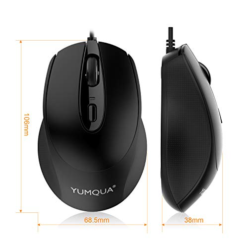 YUMQUA G222 Silent Computer Mouse - 2 Pack Wired Optical USB Mouse, 800/1200 DPI, Home & Office, Desktop & Laptop PC & Chromebook - size: 2Pack