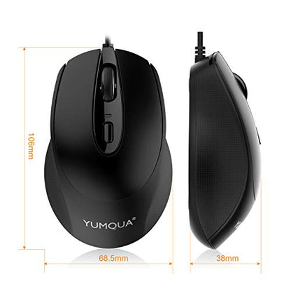 YUMQUA G222 Silent Computer Mouse - 2 Pack Wired Optical USB Mouse, 800/1200 DPI, Home & Office, Desktop & Laptop PC & Chromebook - size: 2Pack