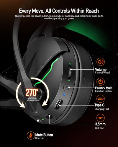 acer Wireless Gaming Headset, PS5 Headset with 2.4GHz for Ps5, Ps4, PC, Switch, Bluetooth 5.3 + 100Hrs Gaming Headphones with Noise Canceling Mic for Laptop, Mobile, Mac, 50mm Drivers (Green) - color: Green