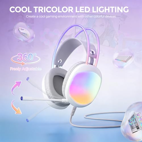 Headset with Mic, RGB Wired Gaming Headset with Surround Sound, Noise Canceling Gaming Headphones for PC, PS5/PS4, Laptop, Mac, Nintendo- HG8959