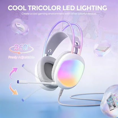 Headset with Mic, RGB Wired Gaming Headset with Surround Sound, Noise Canceling Gaming Headphones for PC, PS5/PS4, Laptop, Mac, Nintendo- HG8959