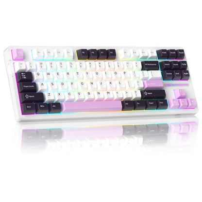 MageGee LIGHT87 Wired Creamy Keyboard, 80% Gasket Hot Swappable RGB Backlit Gaming Mechanical Keyboards with 6-Layer Sound Dampening,PBT Keycaps NKRO for Win/Mac, Purple - color: Purple Jade