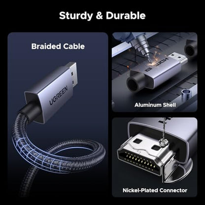 UGREEN 16K HDMI 2.2 Cable 96Gbps 6.6FT, 8K@240Hz Ultra High Speed HDMI Cord | 16K@60Hz 4K@480Hz 12K@120Hz, HDCP 2.2&2.3, Lip eARC, Aluminum Case, Compatible with PS5/Blu-ray/Roku TV/Switch 2/Mac mini M4