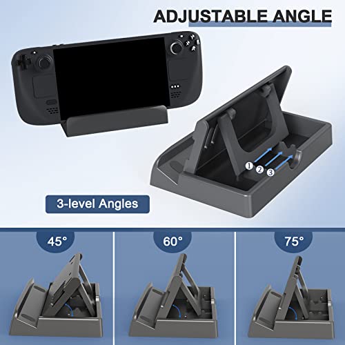 Stand Base for Valve Steam Deck Dock Accessories PC Console Game Handheld Gaming Holder Mount Bracket Black (3-Level Adjustable Angel)