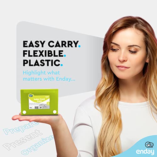 Enday Index Card Holder 3x5, Green Index Card Case with 5 Tab Dividers, Index Card Organizer, Flash Card Holder, Holds 100 Cards, 4 Pack - color: GREEN, size: 4