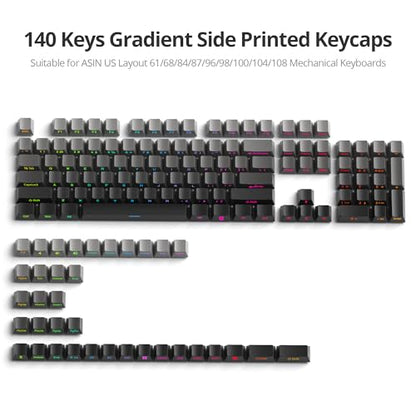 Guffercty kred 140- Keys Side Printed Keycap PBT Gradient Keycaps 75 Percent, Cherry Profile Minimalist Style Custom Shine Through Keyboard Keycap for Mechanical Keyboards(Grey Side Print) - color: Grey Side Print