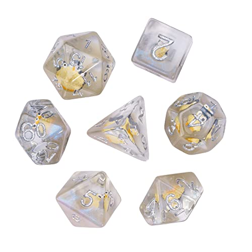 Cusdie 7-Die DND Dice, Polyhedral Dice Set Filled with Animal, for Role Playing Game D&D Dice (Owl) - color: Owl