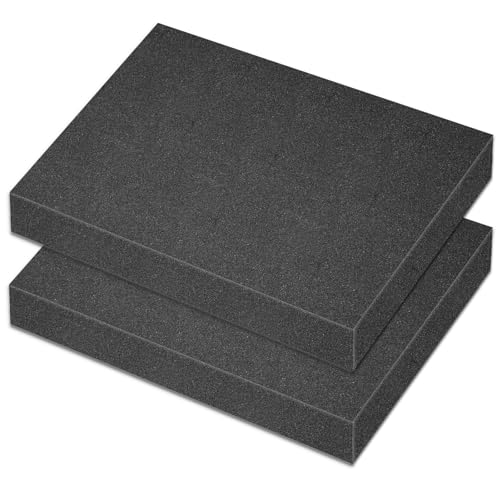 Polyurethane Foam Padding, 2 PCS 16 x 12 x 2 Inch Black Soft Cuttable Packing Foam Inserts for Cases, Furniture, Automotive and Packaging - color: Black, size: 16x12x2 2P