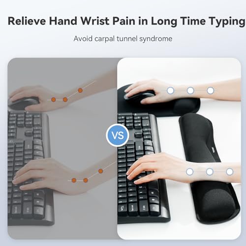 TECKNET Keyboard Wrist Rest and Mouse Pad Set with Wrist Support | Memory Foam Ergonomic Mousepad Rests for Pain Relief, Wrist Rest for Computer Keyboard for Office & Home