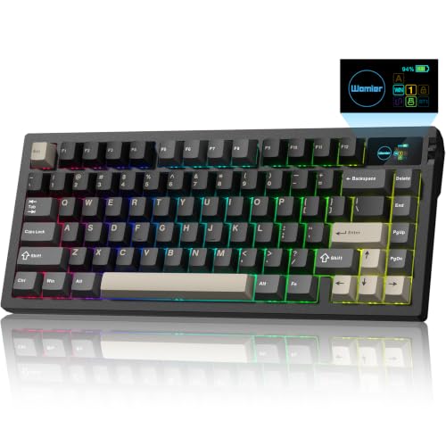 L80 Wireless Gaming Keyboard, 75% Mechanical Keyboard with Smart Display and Knob, Tri-Mode BT/2.4GHz/USB-C, Gasket Mount RGB Backlit, Hot Swappable for PC Mac - color: Black
