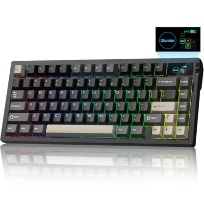 L80 Wireless Gaming Keyboard, 75% Mechanical Keyboard with Smart Display and Knob, Tri-Mode BT/2.4GHz/USB-C, Gasket Mount RGB Backlit, Hot Swappable for PC Mac - color: Black