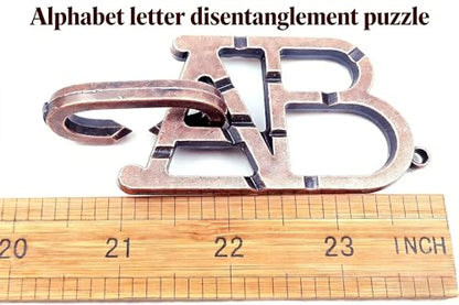 MAGIKON Alphabet Letter Disentanglement Puzzle, Metal Brain Teaser Toy | Metal, interlocking letter design, ABC puzzle, logic and problem-solving, durable, for kids and adults, screen-free learning