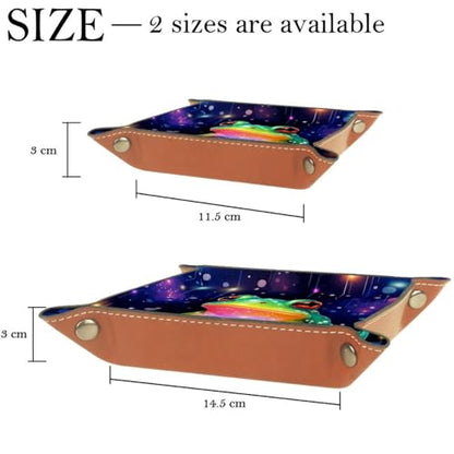 Galaxy Frog Dice Tray PU Leather Dice Rolling Tray Folding Dice Holder for Dice Games, Like RPG, DND and Other Table Games - color: Multi 2