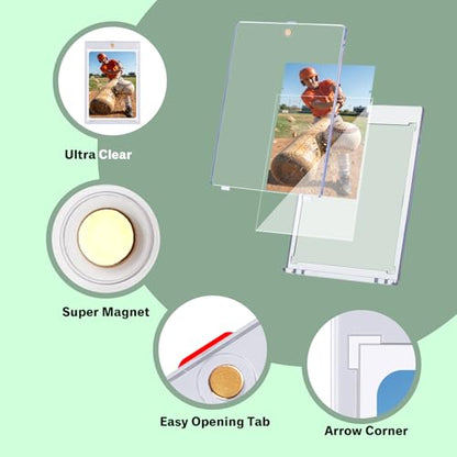 20 Pack 180pt Sleeved Card Magnetic Holders Including 30 Sleeves ﻿ | Fits Sleeved Card First, One Touch Card Holder, Inner Size 2.63″×3.70″, Clear Hard Case for Trading Cards, Baseball Cards - size: 180PT Card Holder20ct + Soft Sleeves30ct