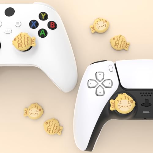 PlayVital Cute Thumb Grip Caps for Nintendo Switch 2 Pro, Switch Pro Controller, Joystick Caps Cover for ps5, Edge, ps4, Xbox Series X/S, Xbox One, Elite Series 2 Controller - Taiyaki Kitten - color: Taiyaki Kitten
