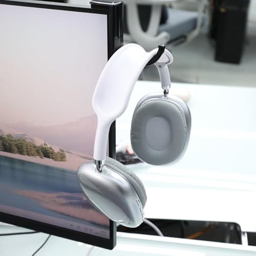 2pcs Monitor Headphone Stand Hook Headset Holder Hanger Adhesive Gaming Earphones Hanger Stick-on Support for Computer Over Ear Earphone Monitor Screen Edge Wall Mount Gaming Desk Accessories
