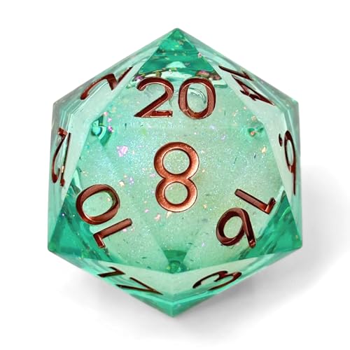 Sage's Portal Souls Liquid Core D20 33mm Chonky Sharp Edge Resin Die DND Dice for Dungeons and Dragons RPG Tabletop TTRPG (Ocean Souls) - color: Ocean Souls