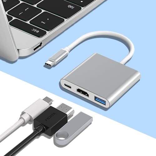 3-in-1 USB-C to HDMI Hub, USB C Adapter to Usb3.0 4K Ultra HD,5.0Gbps High-Speed Data Transfer, 100W PD Charging Docking Station| Compatible with USB Keyboards, mice, Projector, Monitor, Laptop