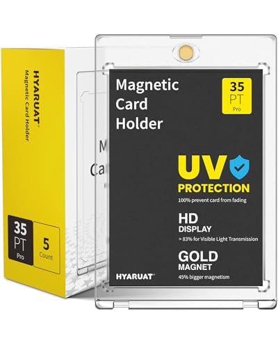 35PT Magnetic Card Holders for Trading Cards, 5 Pack Clear White | One Touch UV Protection Display Cases with Magnetic Closure for Sports Cards, TCG Cards, Patch Cards and Collectibles - size: 2.52 x 3.54 in 35PT Magnetic Card Holders