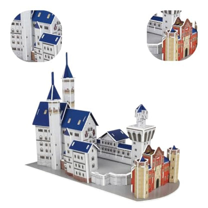 Architecture World Famous of 3D Puzzle.Build Your Own Collection of 17 Global Landmarks (Notre Dame, Colosseum) - Educational DIY Model Kit for Kids & Adults. (New Swan Stone Castle) - color: New Swan Stone Castle
