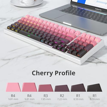 Guffercty kred PBT Cherry Profile 133-keys Gradient Side Printed Double Shot Backlit Keycaps for Gaming Keyboard (Gradient Red) - color: Gradient Red