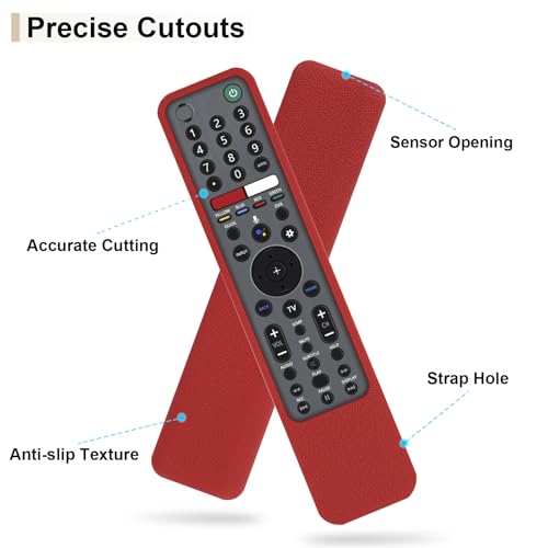 Protective Silicone Case for Sony RMF-TX600U RMF-TX500U Remote Control | Remote Cover for Sony MF-TX500E RMF-TX600E Smart TV Remote Sleeve Skin Waterproof, Anti-slip (Red) - color: Red