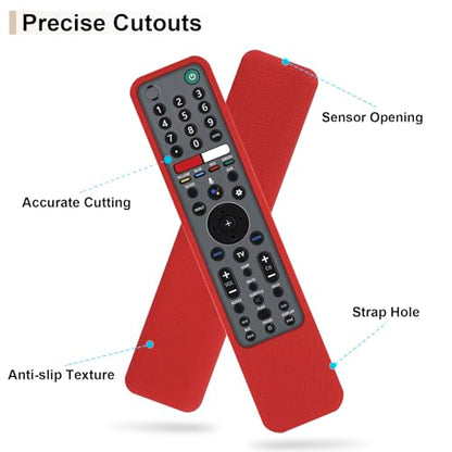 Protective Silicone Case for Sony RMF-TX600U RMF-TX500U Remote Control | Remote Cover for Sony MF-TX500E RMF-TX600E Smart TV Remote Sleeve Skin Waterproof, Anti-slip (Red) - color: Red