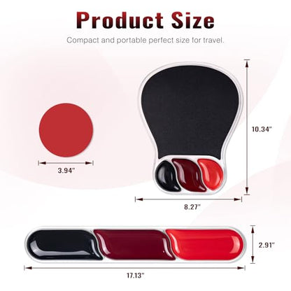 Ospelelf Mouse Pad with Wrist Rest Set Gel Ergonomic Keyboard Wrist Support Anti-Slip Rubber Bottom Office Women Desk Accessories for Computer, Laptop and Gaming, Black and Red - color: Black and Red, style: Keyboard Rest + Mouse Rest + Coaster