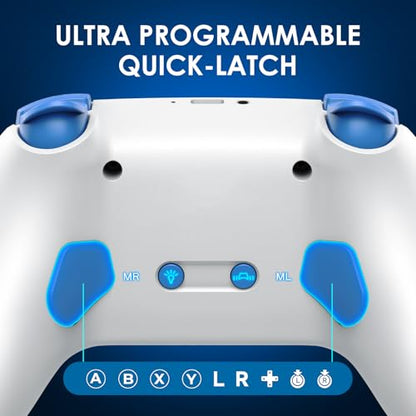 PPKKAI Switch Controllers 2 Pack, Wireless Switch Pro Controller for Nintendo Switch/Lite/OLED, Gaming Controller with Hall Effect Joysticks/Programmable/Adjustable Dual Vibration, Blue-White
