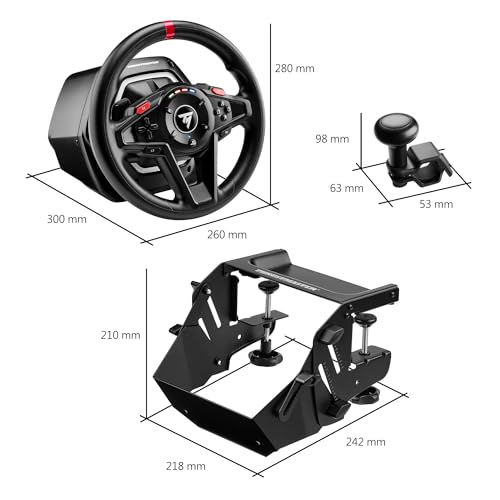 Thrustmaster T128 SimTask Sim Wheel Pack for Truck & Farming - PS5 & PC | Force-feedback base, T2PM pedals, steering kit, 900-degree rotation, metal flat-mount clamp, 3-axis height adjustment - style: T128P & Steering Kit Bundle