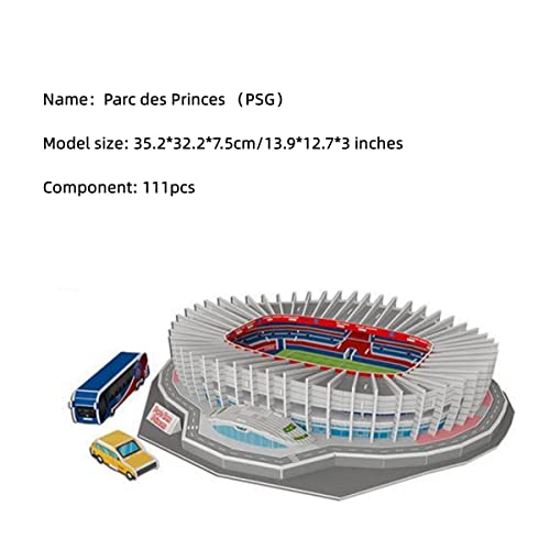 Classic Football Stadium Puzzle,3D Puzzle Soccer Club Venues,3D Paper Model Building Puzzle Kit, Soccer Stadium Souvenir Gift,Handmade Puzzle Ornaments，Cardboard Model (PARC des Princes) - color: Parc Des Princes