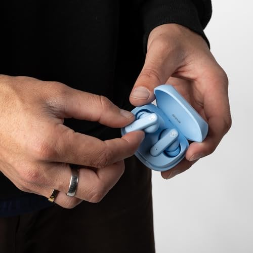 Skullcandy Smokin’ Buds Wireless Noise Isolating Earbuds - Preppy Blue | In-Ear Fit, Bluetooth, 20 Hours Battery, IPX4 Sweat and Water Resistant, Microphone for iPhone Android, Commuting, Studying - color: Preppy Blue