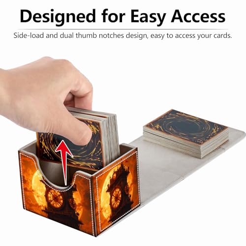 Strong Magnet for TCG MTG Commander Deck Box Playing Card Case Magic Deck Box Creative Pattern Trading Card Storage Box for Collectible Games, Golden Sunset Clock Tower - color: Golden Sunset Clock Tower