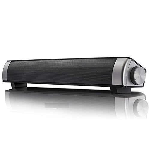 Powerful Portable Soundbar for iMac MacBook PC iPhone Bluetooth 3.0 +EDR, Speakerphone, Powerful 1800mAh Lithium Battery, Super Bass, 3D Stereo Surround Sound 2.0 Channel, Home Cinema System (Black)
