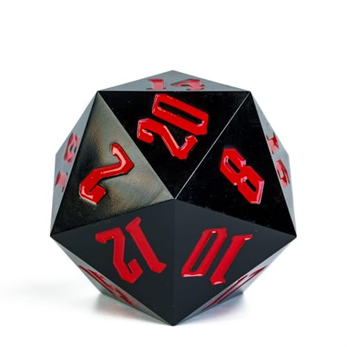 D20 Single Dice 55mm, 20 Sided DND Dice, Giant D20 D&D Polyhedral Dice Large D20 for Dungeons and Dragons, RPG, MTG Table Games (Black)… - color: Black