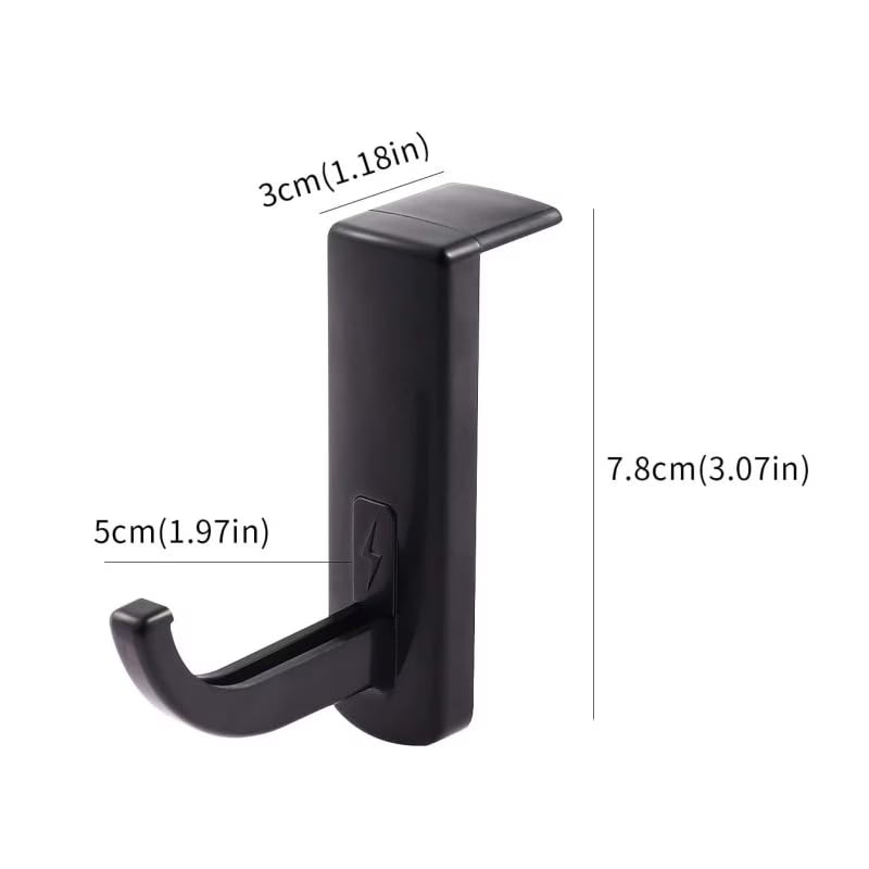 Headphone Hanger - Under Desk Mount for Computer Table, Adhesive Headphone Stand Holder for Wired & Wireless Headsets, Space-Saving Headset Hook for Gaming, Office & Home Use