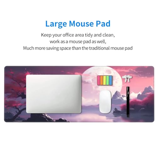 Watercolor Japanese Large Gaming Mouse Pad,Japanese Mouse Pad 31.5 x 11.8 in Mat Desk Pad,Large Desk Mat,Extended Keyboard Mousepad with Non-Slip Base and Stitched Edge for Desk Home Office - color: Cherry Blossom1