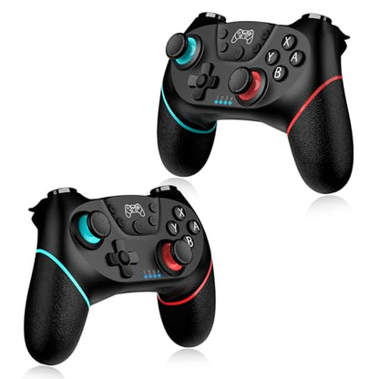 VidPPluing 2 Pack Switch Controllers, Wireless Switch Pro Controller for Switch 2/Switch/Lite/OLED, Game Controller with Motion Sensor/Vibration/Turbo/Wakeup/Charging Cable - color: Black